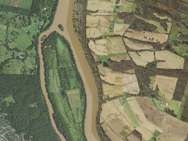 Aerial image of Turtle Run hiker-biker campsite (C&O Canal towpath mile 34.4)