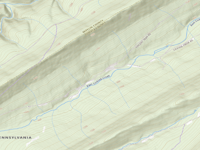 USGS topographic map of Tuscarora State Forest roadside campsite 004