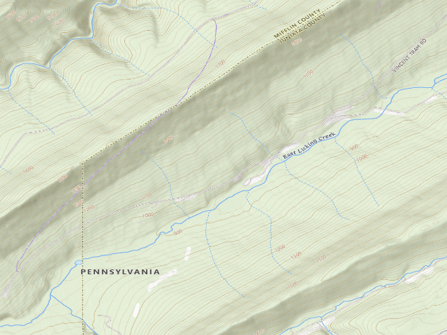 USGS topographic map of Tuscarora State Forest roadside campsite 005