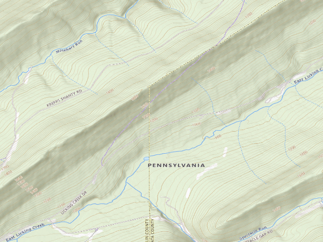 USGS topographic map of Tuscarora State Forest roadside campsite 007