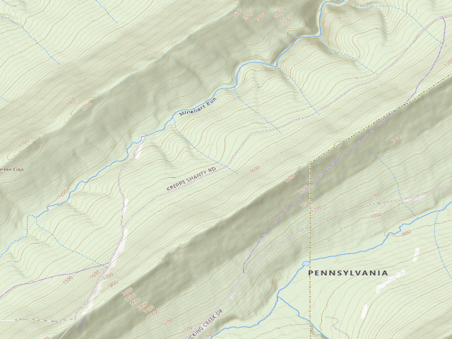 USGS topographic map of Tuscarora State Forest roadside campsite 008