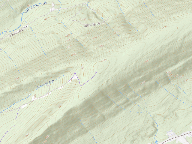 USGS topographic map of Tuscarora State Forest roadside campsite 009