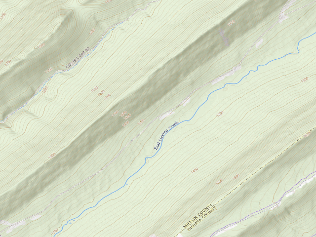 USGS topographic map of Tuscarora State Forest roadside campsite 013