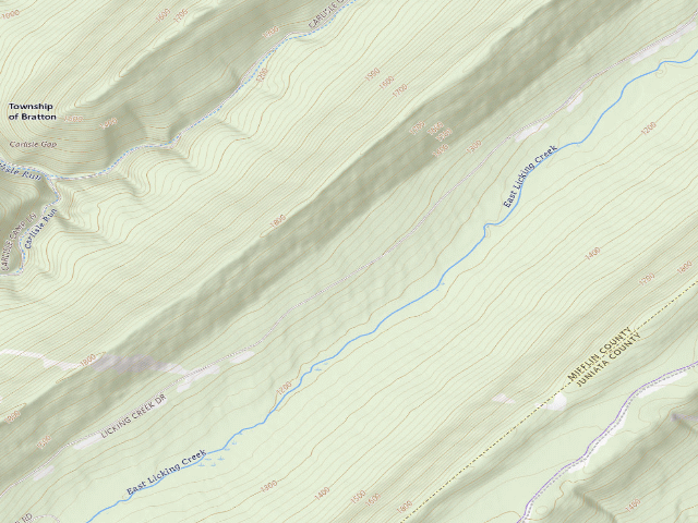 USGS topographic map of Tuscarora State Forest roadside campsite 014