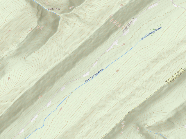 USGS topographic map of Tuscarora State Forest roadside campsite 017