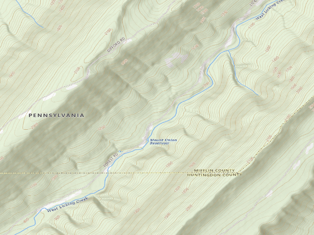 USGS topographic map of Tuscarora State Forest roadside campsite 021