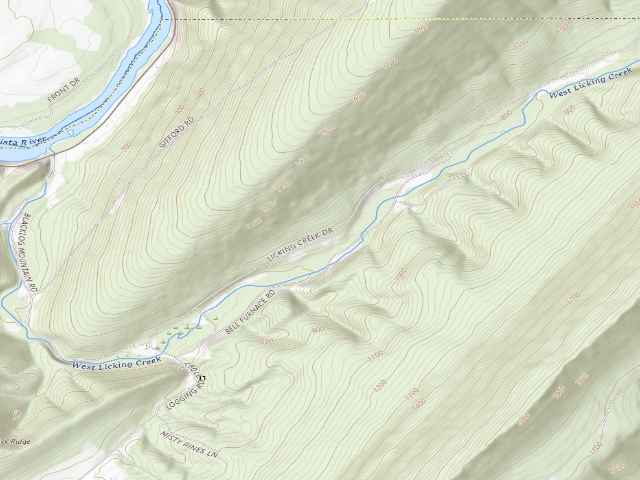 USGS topographic map of Tuscarora State Forest roadside campsite 022