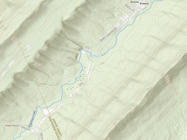 USGS topographic map of Tuscarora State Forest roadside campsite 023