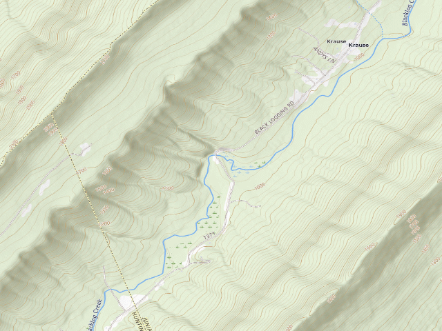 USGS topographic map of Tuscarora State Forest roadside campsite 024