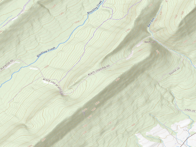 USGS topographic map of Tuscarora State Forest roadside campsite 026