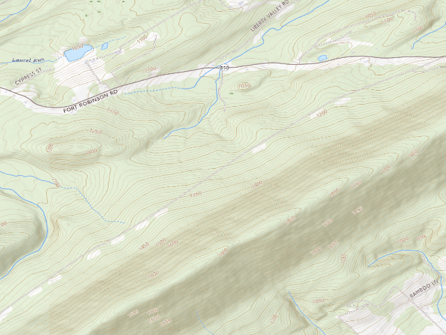 USGS topographic map of Tuscarora State Forest roadside campsite 040