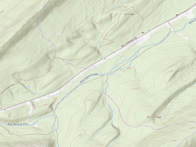 USGS topographic map of Tuscarora State Forest roadside campsite 057
