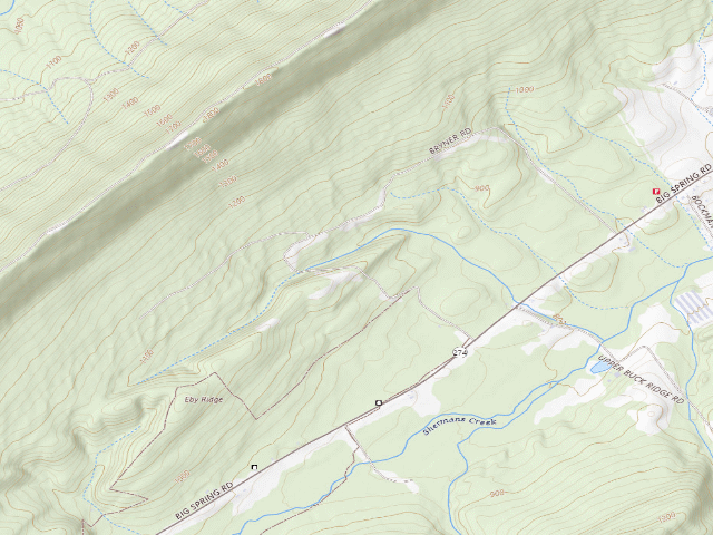USGS topographic map of Tuscarora State Forest roadside campsite 059