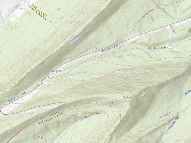 USGS topographic map of Tuscarora State Forest roadside campsite 063