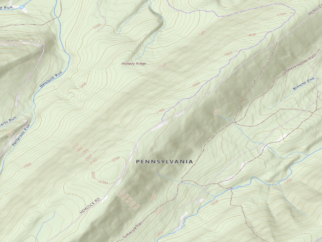 USGS topographic map of Tuscarora State Forest roadside campsite 066