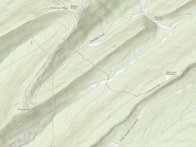 USGS topographic map of Tuscarora State Forest roadside campsite 070