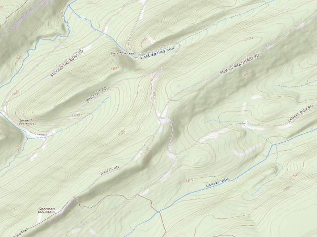 USGS topographic map of Tuscarora State Forest roadside campsite 074
