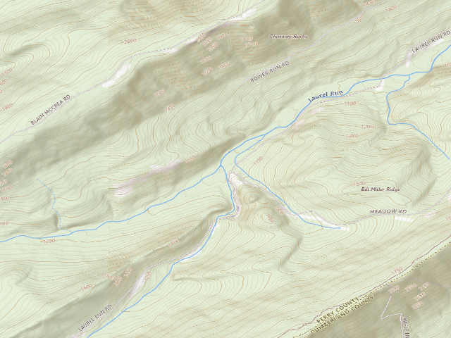 USGS topographic map of Tuscarora State Forest roadside campsite 075