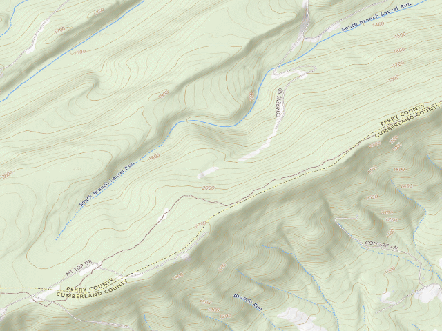 USGS topographic map of Tuscarora State Forest roadside campsite 080