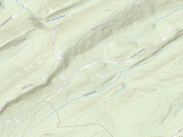 USGS topographic map of Tuscarora State Forest roadside campsite 081