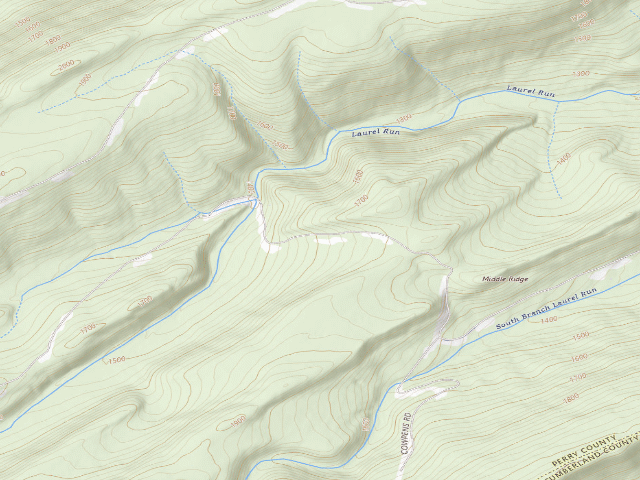 USGS topographic map of Tuscarora State Forest roadside campsite 085