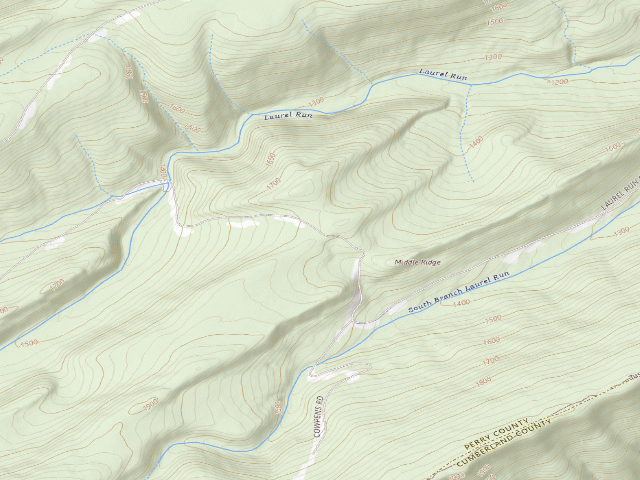 USGS topographic map of Tuscarora State Forest roadside campsite 086