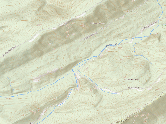 USGS topographic map of Tuscarora State Forest roadside campsite 088