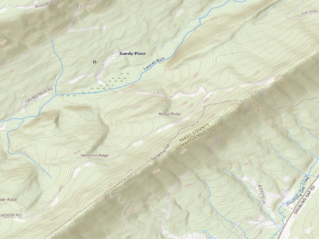 USGS topographic map of Tuscarora State Forest roadside campsite 090