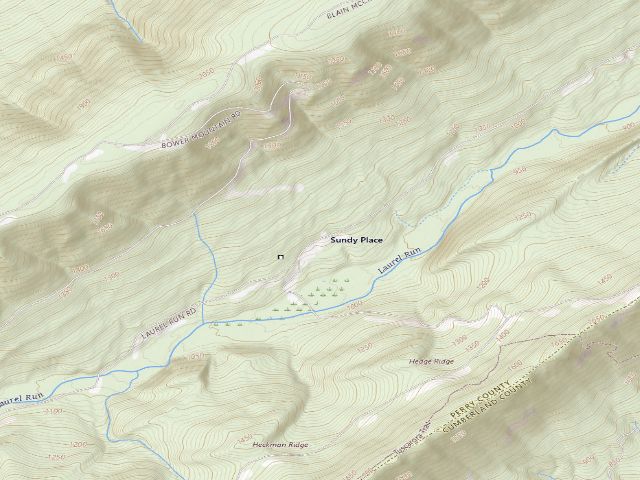 USGS topographic map of Tuscarora State Forest roadside campsite 092