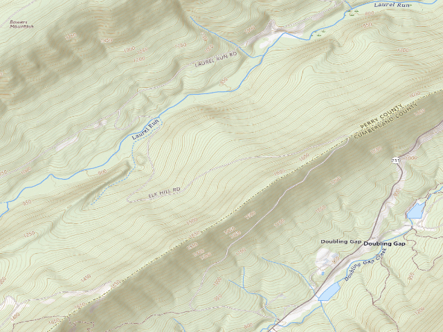USGS topographic map of Tuscarora State Forest roadside campsite 097