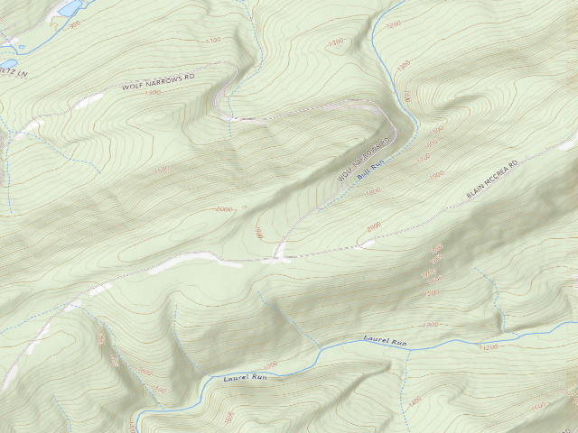 USGS topographic map of Tuscarora State Forest roadside campsite 101