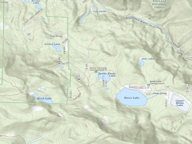 USGS topographic map of Tushar Lakeside Campground-A
