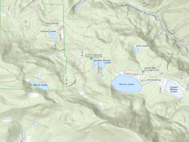 USGS topographic map of Tushar Lakeside Rec Site