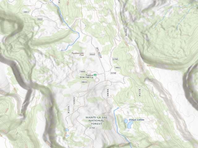USGS topographic map of Twelve Mile Flat Campground