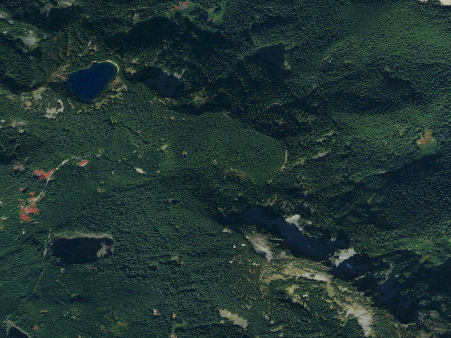 Aerial image of Twin Lake Backcountry Camp