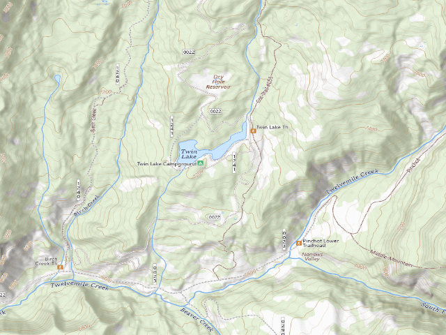 USGS topographic map of Twin Lake Campground