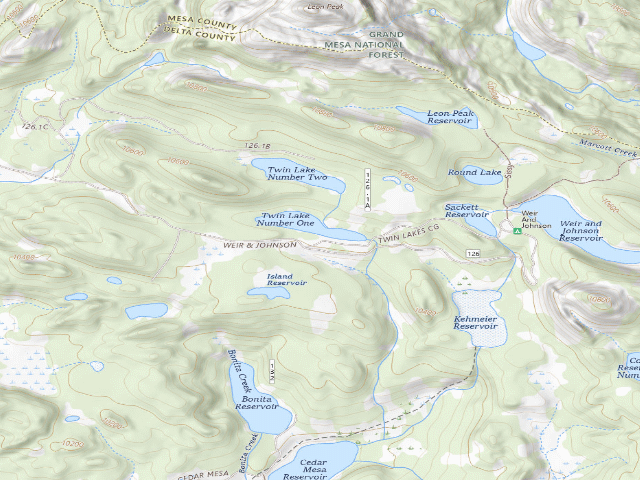 USGS topographic map of Twin Lake Dispersed Camping Area