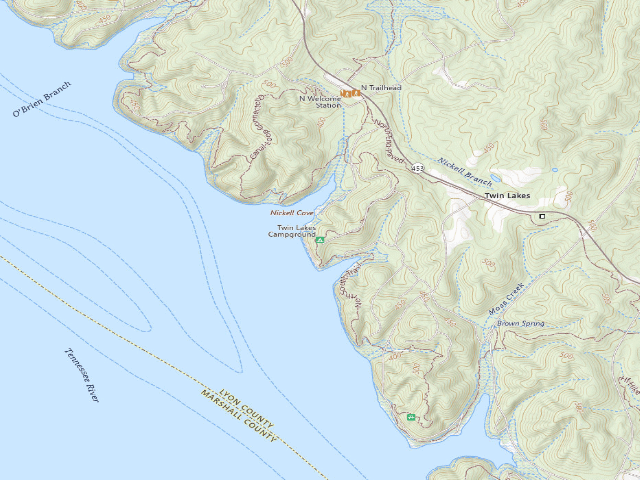 USGS topographic map of Twin Lakes Backcountry Camping