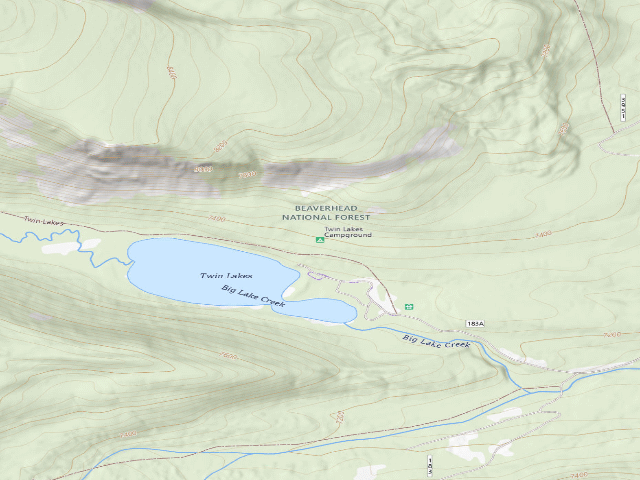 USGS topographic map of Twin Lakes Campground