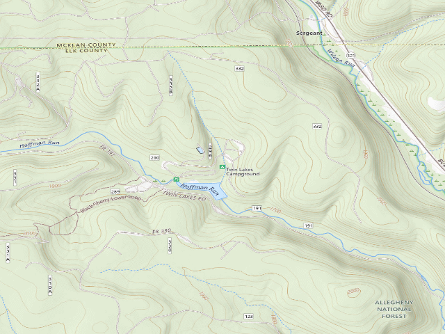 USGS topographic map of Twin Lakes Campground