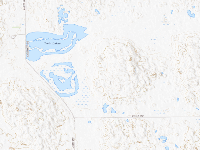 USGS topographic map of Twin Lakes R.C. WMA