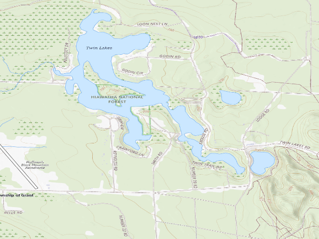 USGS topographic map of Twin Lakes State Forest Campground