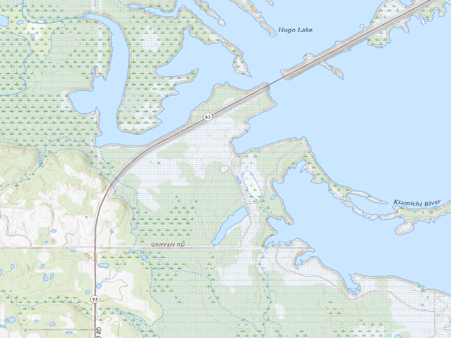 USGS topographic map of Twin Oaks (Hugo WMA)
