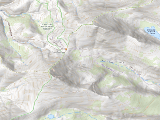 USGS topographic map of Twin Peaks Camping Area