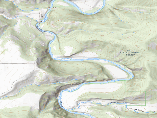 USGS topographic map of Two Creek Boat Camp