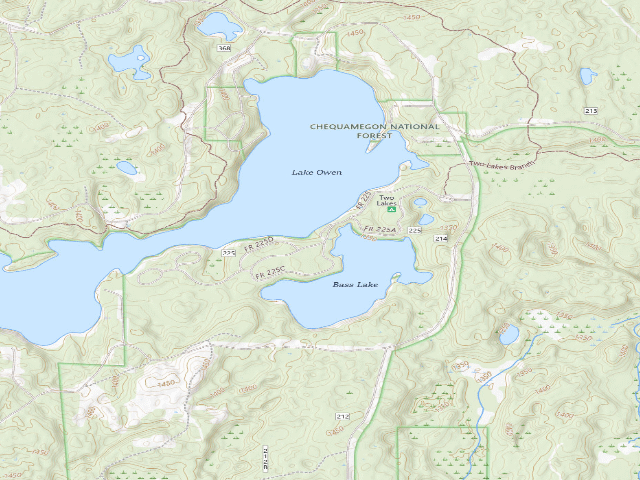 USGS topographic map of Two Lakes Campground