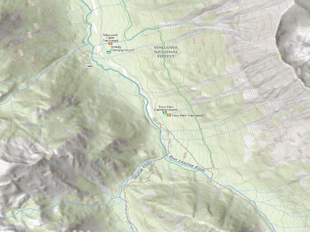 USGS topographic map of Two Pan Campground
