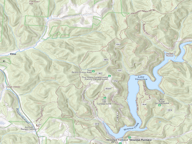 USGS topographic map of Two Point Group Campground