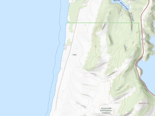 USGS topographic map of Umpqua Sand Camping site 39