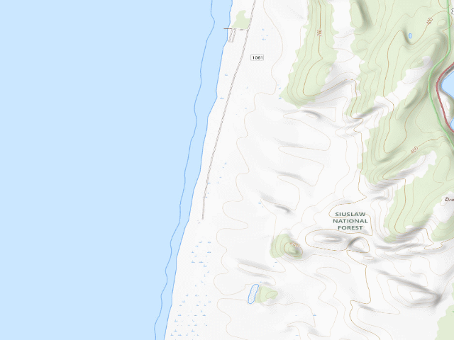 USGS topographic map of Umpqua Sand Camping site 45